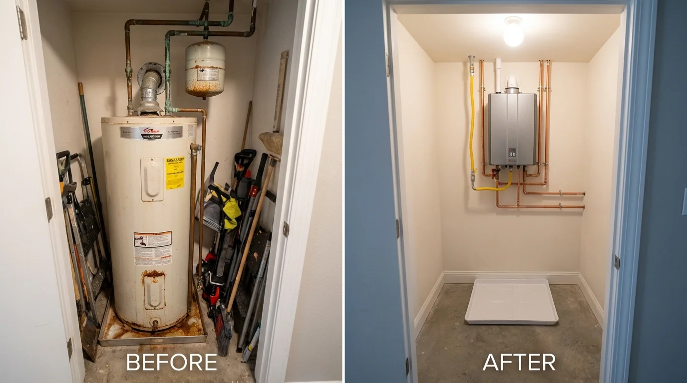 Tank water heater versus wall-mounted tankless unit comparison for Williston, ND homeowners